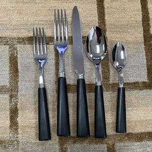 Sabre Nature Black Wood 5 Piece Silverware Set- 18 settings